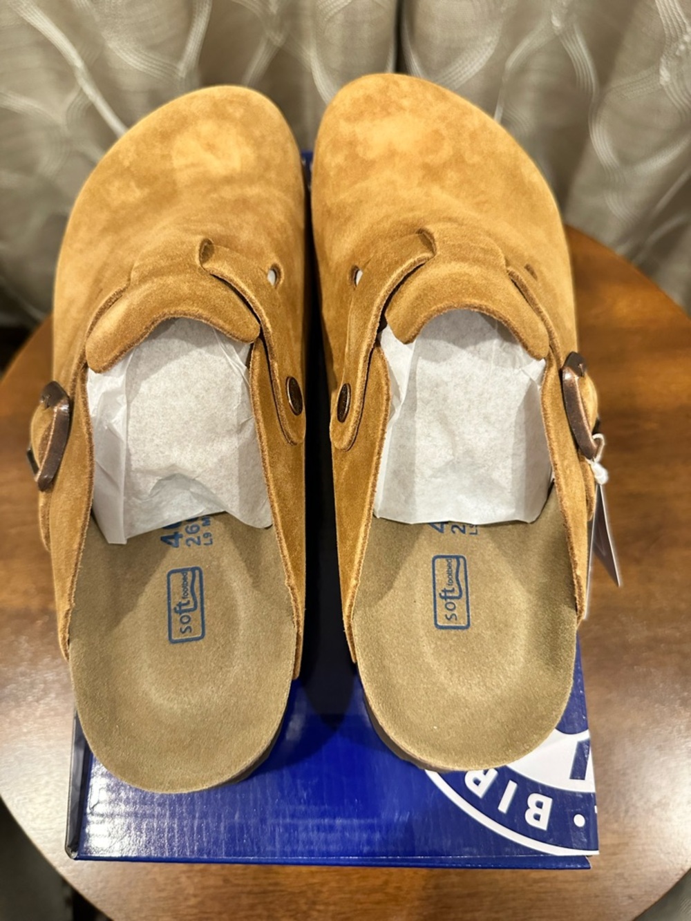 BIRKENSTOCK Boston Mink Tan Suede Leather Clogs - Picture 8 of 15